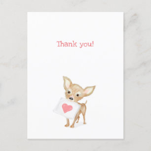 Cartão postal de agradecimento de chihuahua fofo