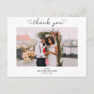 Cartão postal de agradecimento de foto de casament