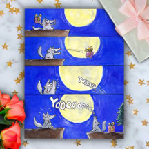 Cartão postal de agradecimento de lobo de desenho 