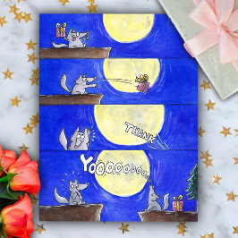 Cartão postal de agradecimento de lobo de desenho 