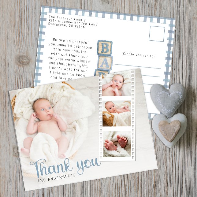 Cartão postal de agradecimento para chá de bebê em (Baby Shower Thank You Postcard )