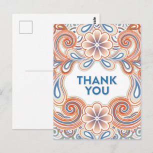 Cartão postal de agradecimento vintage com flores 