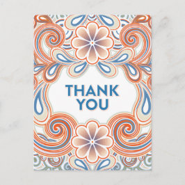 Cartão postal de agradecimento vintage com flores