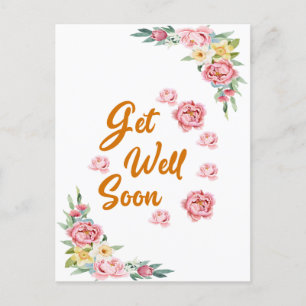 Cartão postal de água-forte floral para melhoras