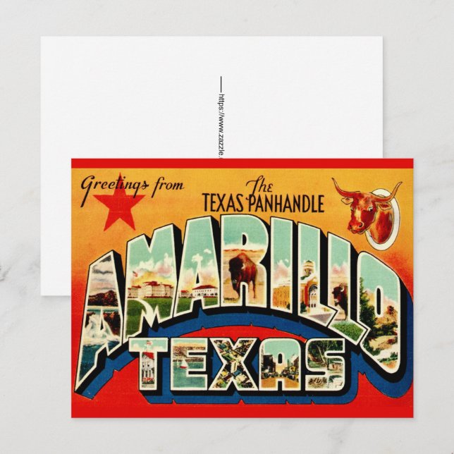 Cartão postal de Amarillo TX (Frente/Verso)