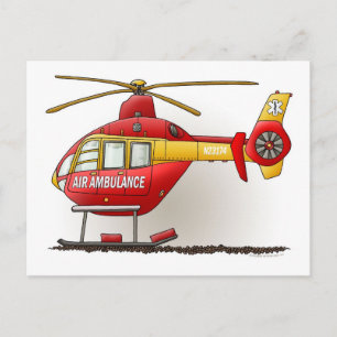 Cartão Postal de Ambulância Helicóptero