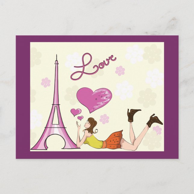 CARTÃO POSTAL DE AMOR DE TORRE EIFFEL (Frente)