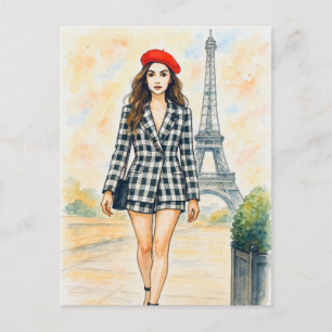 Cartão Postal de Amor Romântico Paris Homem Mulher
