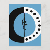 Cartão Postal de Anel Grosso Preto Branco e Azul