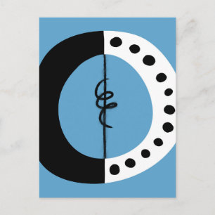 Cartão Postal de Anel Grosso Preto Branco e Azul