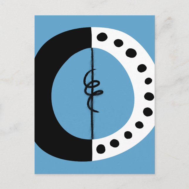 Cartão Postal de Anel Grosso Preto Branco e Azul (Frente)