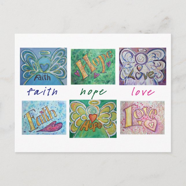 Cartão postal de Angel Word Faith Hope Love (Frente)