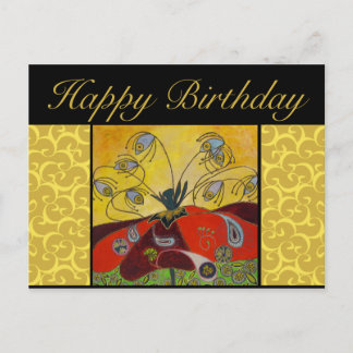 cartão postal de aniversário - acordado na pintura