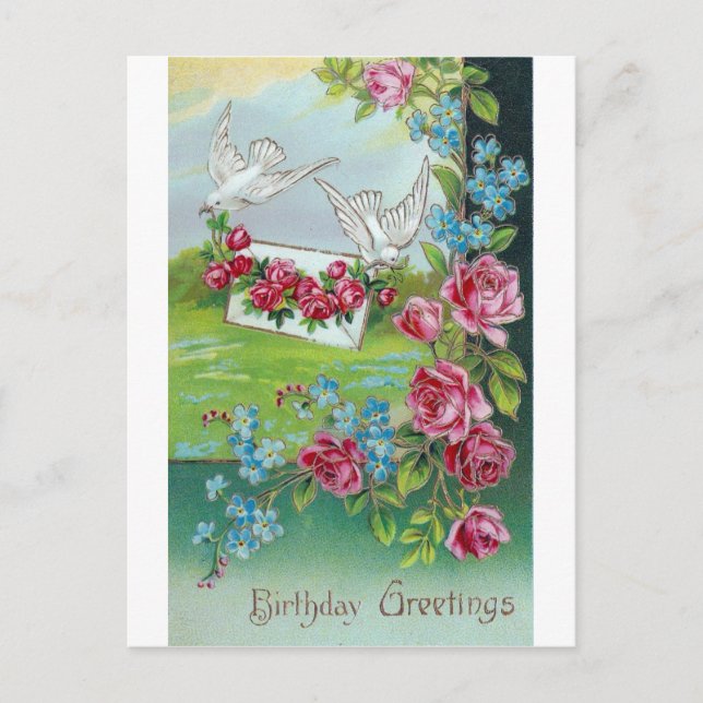 Cartão postal de aniversário antigo (Frente)