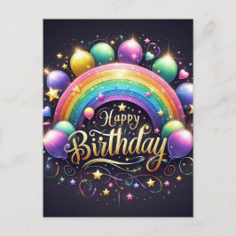 Cartão postal de aniversário - arco-íris brilhante