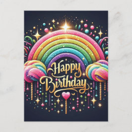 Cartão postal de aniversário - arco-íris brilhante
