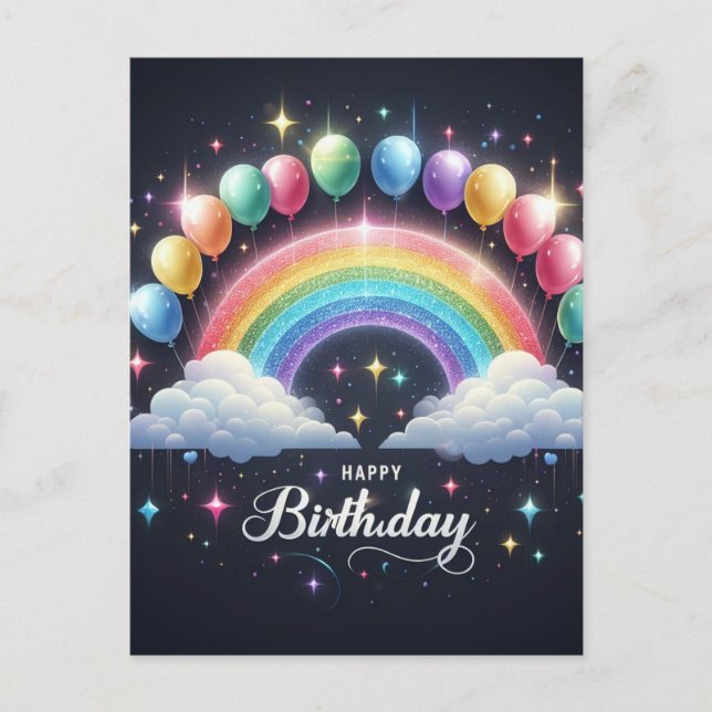 Cartão postal de aniversário - Arco-íris cintilant (Frente)