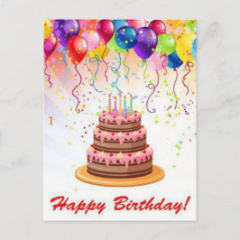 Cartão Postal de Aniversário com Fogos de Cores de