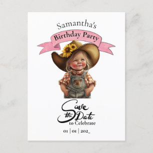 Cartão postal de aniversário Cowgirl Save the Date