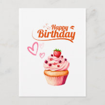 Cartão Postal de Aniversário Cupcake Doce