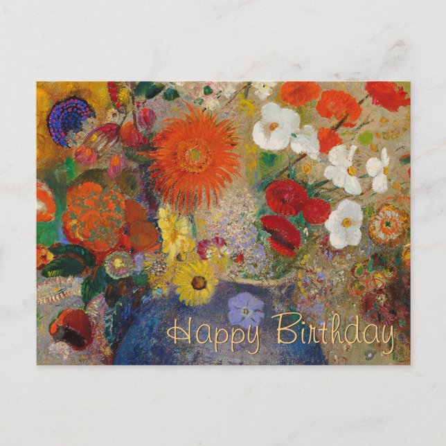 Cartão postal de aniversário das flores de Odilon  (Frente)