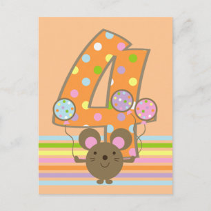 Cartão postal de aniversário de 4° aniversário do 