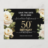 Cartão postal de aniversário de 50 anos com rosas