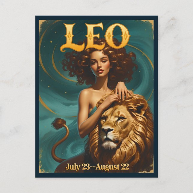 Cartão postal de aniversário de Astrologia Leo Zod (Frente)