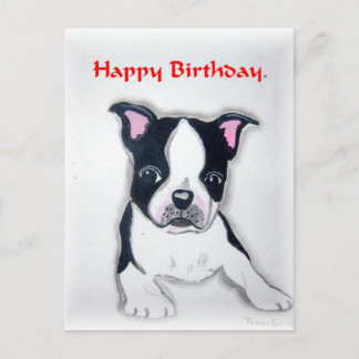 Cartão postal de aniversário de Boston Terrier