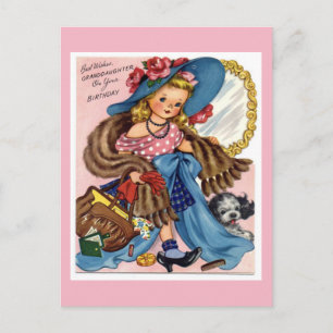 Cartão postal de aniversário de Vintage.