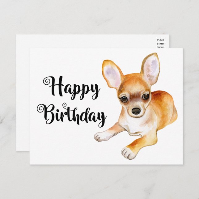 Cartão Postal de Aniversário do Cachorrinho Engraç (Frente/Verso)