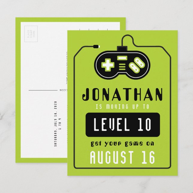 Cartão postal de aniversário do caminhão de videog (Frente/Verso)