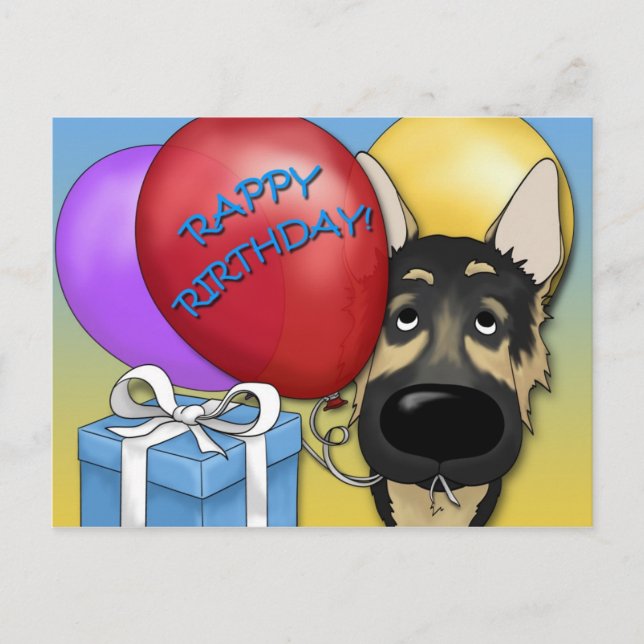 Cartão postal de aniversário do german shepherd (Frente)
