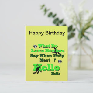 Cartão postal de aniversário engraçado de boliche 