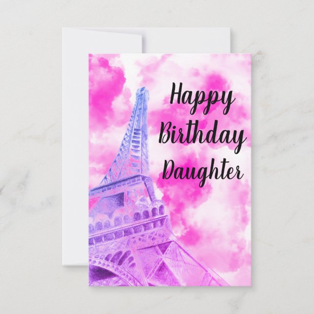 Cartão Postal de Aniversário Feliz Torre Eiffel Ro (Frente)