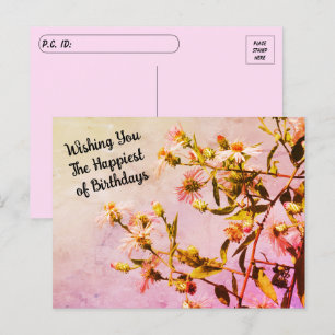Cartão Postal de Aniversário Flor Silvestre Rosa P