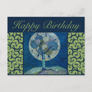 cartão postal de aniversário - Lua na pintura flor