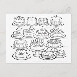 Cartão Postal de Aniversário para Colorir