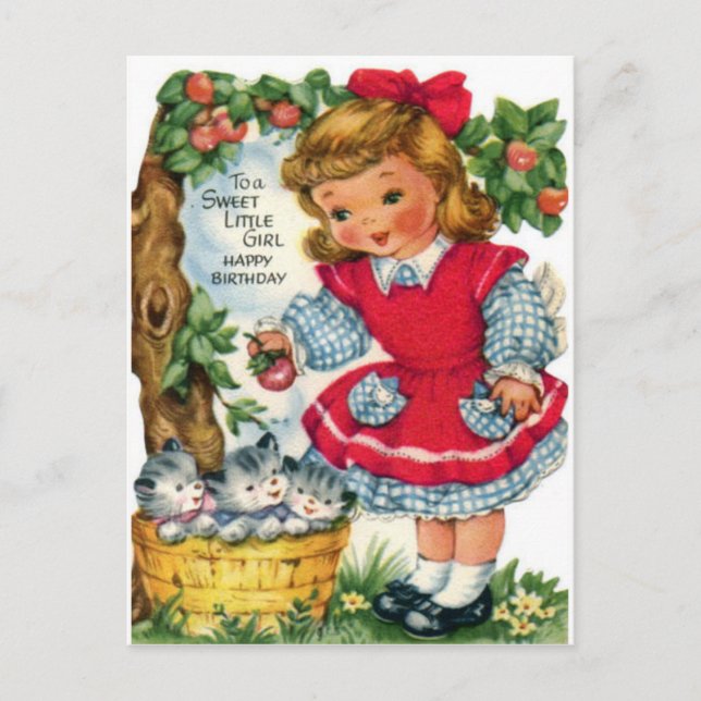 Cartão postal de aniversário Vintage (Frente)