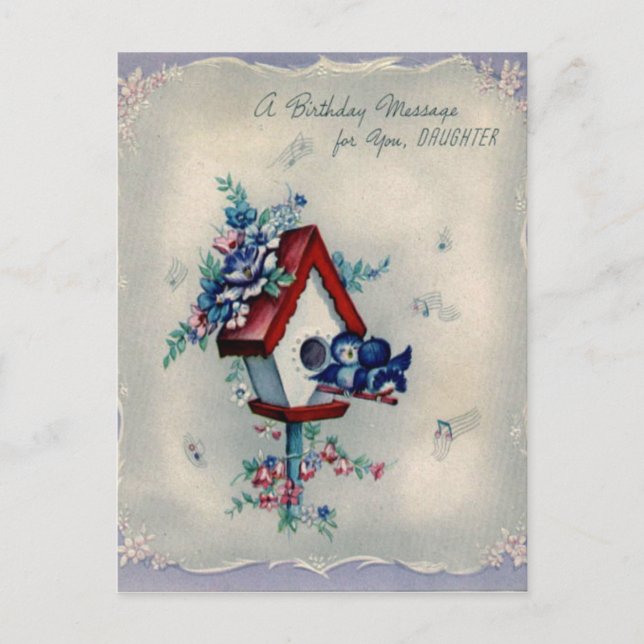 Cartão postal de aniversário Vintage (Frente)