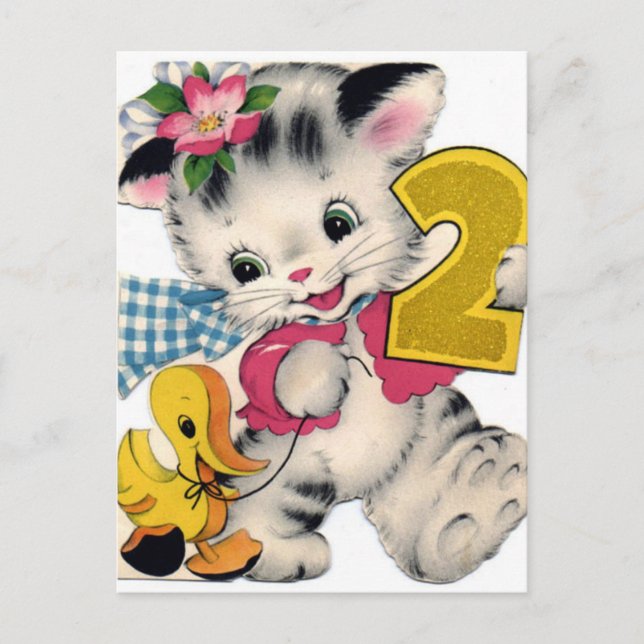 Cartão postal de aniversário Vintage (Frente)