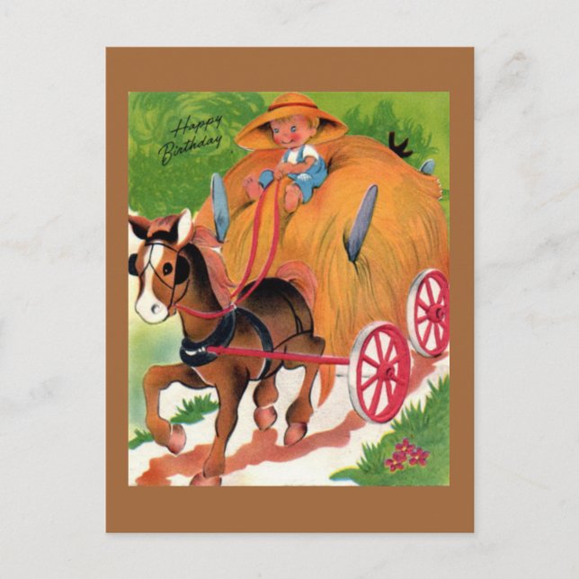 Cartão postal de aniversário Vintage (Frente)