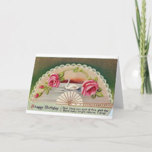 Cartão postal de aniversário vintage de cisne envi