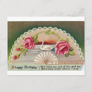 Cartão postal de aniversário vintage de cisne envi