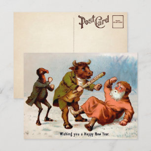 Cartão postal de Ano Novo A-Strike vitoriano