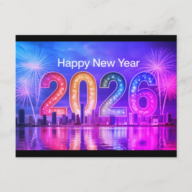 Cartão postal de Ano Novo Festivo (Frente)