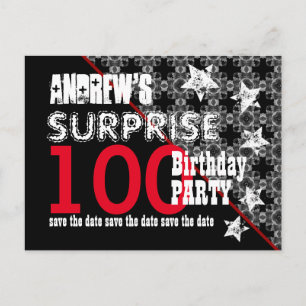 Cartão Postal De Anúncio 100º Aniversário Surpresa Salve a Data Diagonal W7