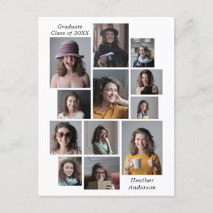 Cartão Postal De Anúncio 12 Colagem de Fotos Graduado Turma de 2023 