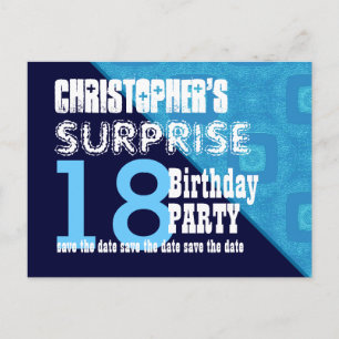 Cartão Postal De Anúncio 18º Aniversário Surpresa Salve a Data Diagonal V02