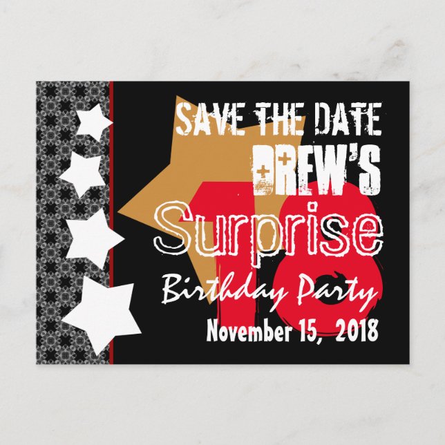 Cartão Postal De Anúncio 18.º Guardar a Data de Aniversário Moderno A07 (Frente)